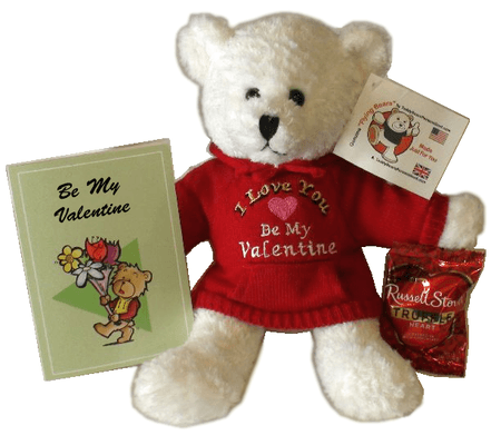 Valentine Teddy Bear with Chocolate Heart and Teddy Bear Greeting Card