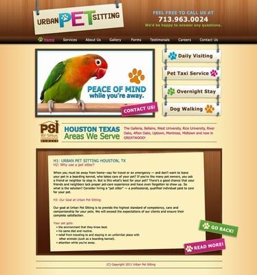 Urban Pet Sitter Web Design