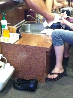 Pedicure station/hand sink.