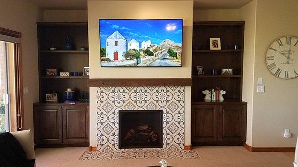 New fireplace and entertainment area