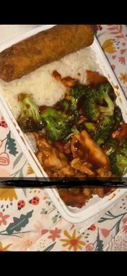 Chicken with Broccoli and Egg Roll