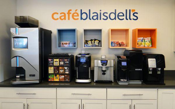 Blaisdell's offers a wide variety of breakroom snacks and beverages, coffee, condiments, and even coffee brewers for your workplace.