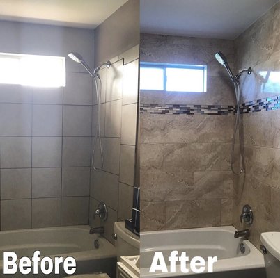 Before and after bathroom remodel