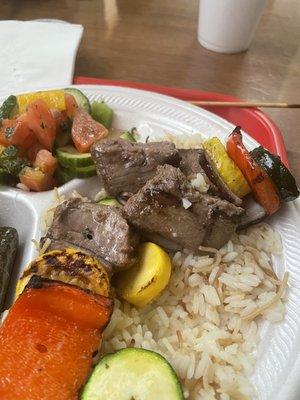 Lamb kebab and Lebanese salad