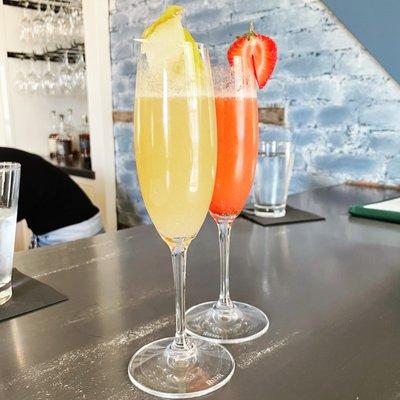 Pear and strawberry mimosas