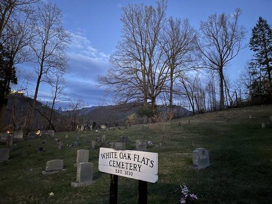 White Oaks Cemetery where you learn about a witch that some still say they can see on a full and new moon.