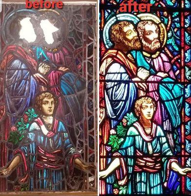 Church stained glass windows restoration