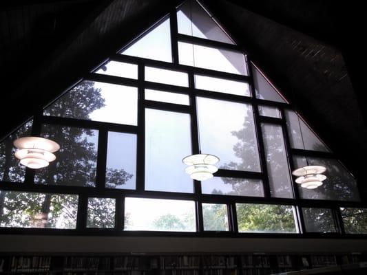 Cathedral window wall at the library