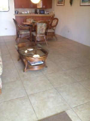 Living area after the tile was cleaned.