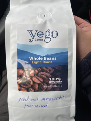 Specialty beans from Yego Coffee. "Natural Anaerobic Processed"