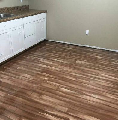 Hand stained hardwood floor look