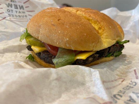 CLASSIC SMASH BLACK BEAN BURGER with extra cheese