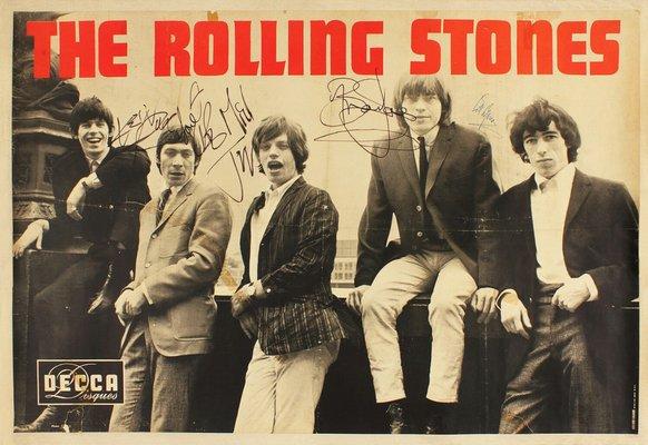 Authentic Rolling Stones vintage autographed Decca Records promo authenticated by Todd Mueller Autographs.