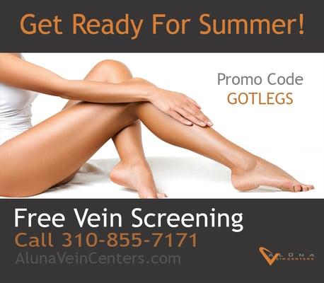 Free Vein Screening! Check our our offers at www.alunaveincenters.com