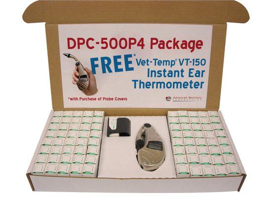 Our DPC-500P4 is one of our package deals that comes with a FREE Vet-Temp thermometer, 2,000 probe covers, and a probe cover dispenser.