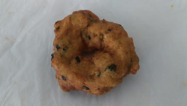 Bara Pakora: Savory ground lentil and flour donut shaped fritter.