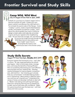 Summer camps: Wild, Wild West and Study skills secrets...