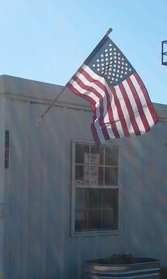 Flag in front of office