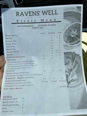 Drink menu