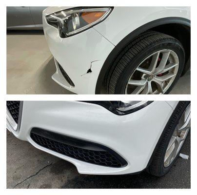 Repair on Alfa Romeo bumper. Finished in less then 24 hours!