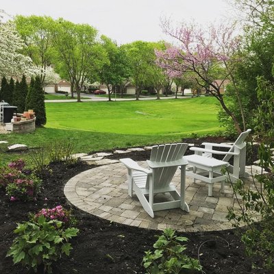 Garden patio with four season plantings. Wheaton, IL.