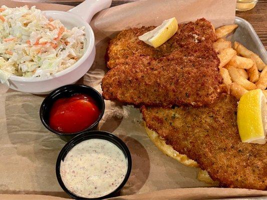 Walleye, Coleslaw, and French Fries