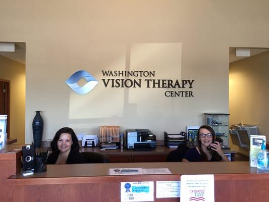 The front reception area, with two of our friendly patient care coordinators!