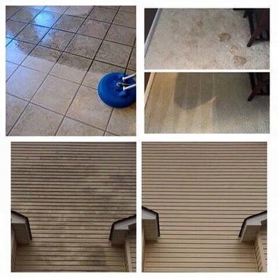 Tile and grout cleaning, carpet cleaning and a house pressure wash job complete.