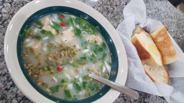 Dressed up menudo and bread