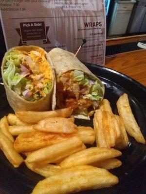 Buffalo Chicken Wrap and Beer Fries