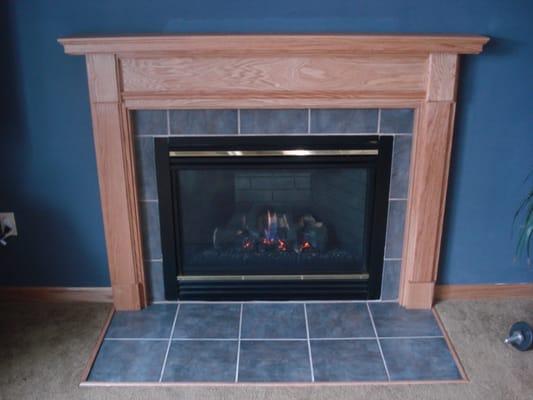 Existing Gas Fireplace Face Lift, Mantel & Tile