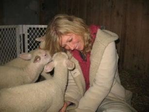 Colleen with rescued lambs