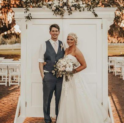 A set of entry doors to hide the bride from her groom-to-be only for a moment!