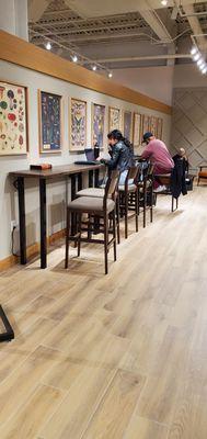 Café counter area, with high chairs.