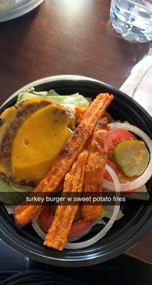 Turkey burger with sweet potato fries