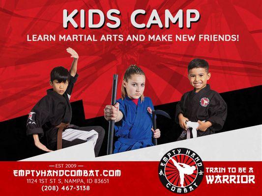 Empty Hand Combat offers Kids Camps through out the year. Give us a call for scheduled Kids camps and signup!