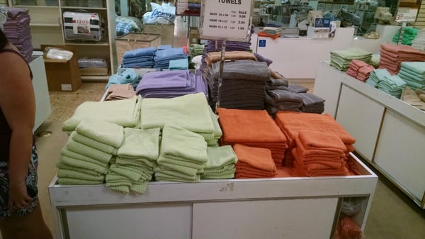 This is the display of towels on the awesome $2-$4 sale.