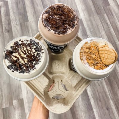 Brownie Batter, Oreo Cookie and Nutter Butter Shakes