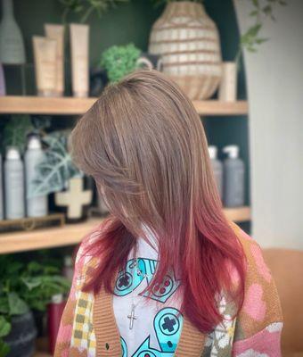 Red dip dye and butterfly layers