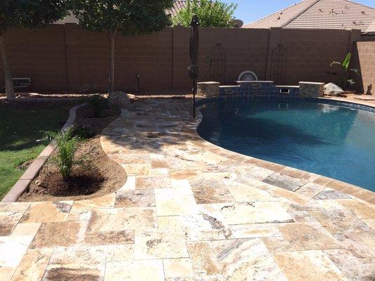 Travertine pavers and coping