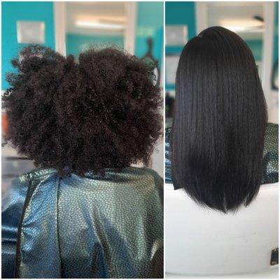 smoothing treatment on extremely long and thick hair