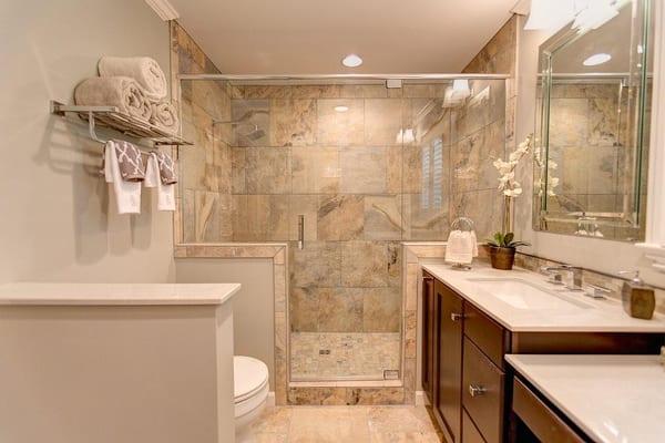 The new design of this bathroom really takes full advantage of every square inch available!