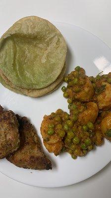 Peas Kachori w/ Aloo Dum and Fish Fry