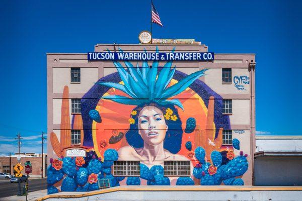 Mural, the Agave Princess,  on the side of building in Tucson AZ