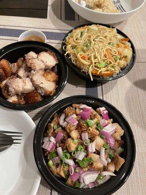 Take out. The pancit has fishball FTW!