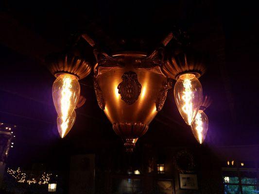 Chandelier over the bar.