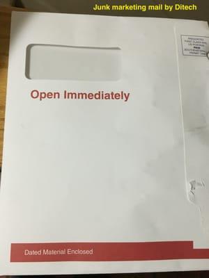 Junk marketing mail pretending to be urgent important