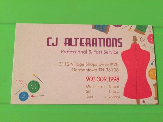 CJ's business card I got from Dillard's