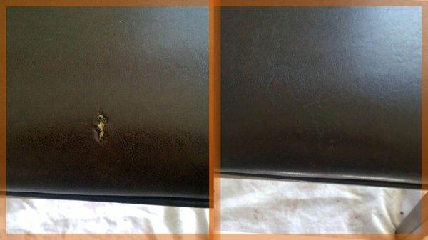 Burns on leather chairs are disastrous - unless you know how to fix them.