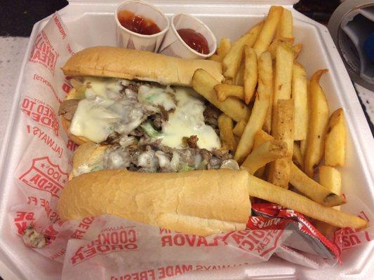 Philly cheesesteak with fries